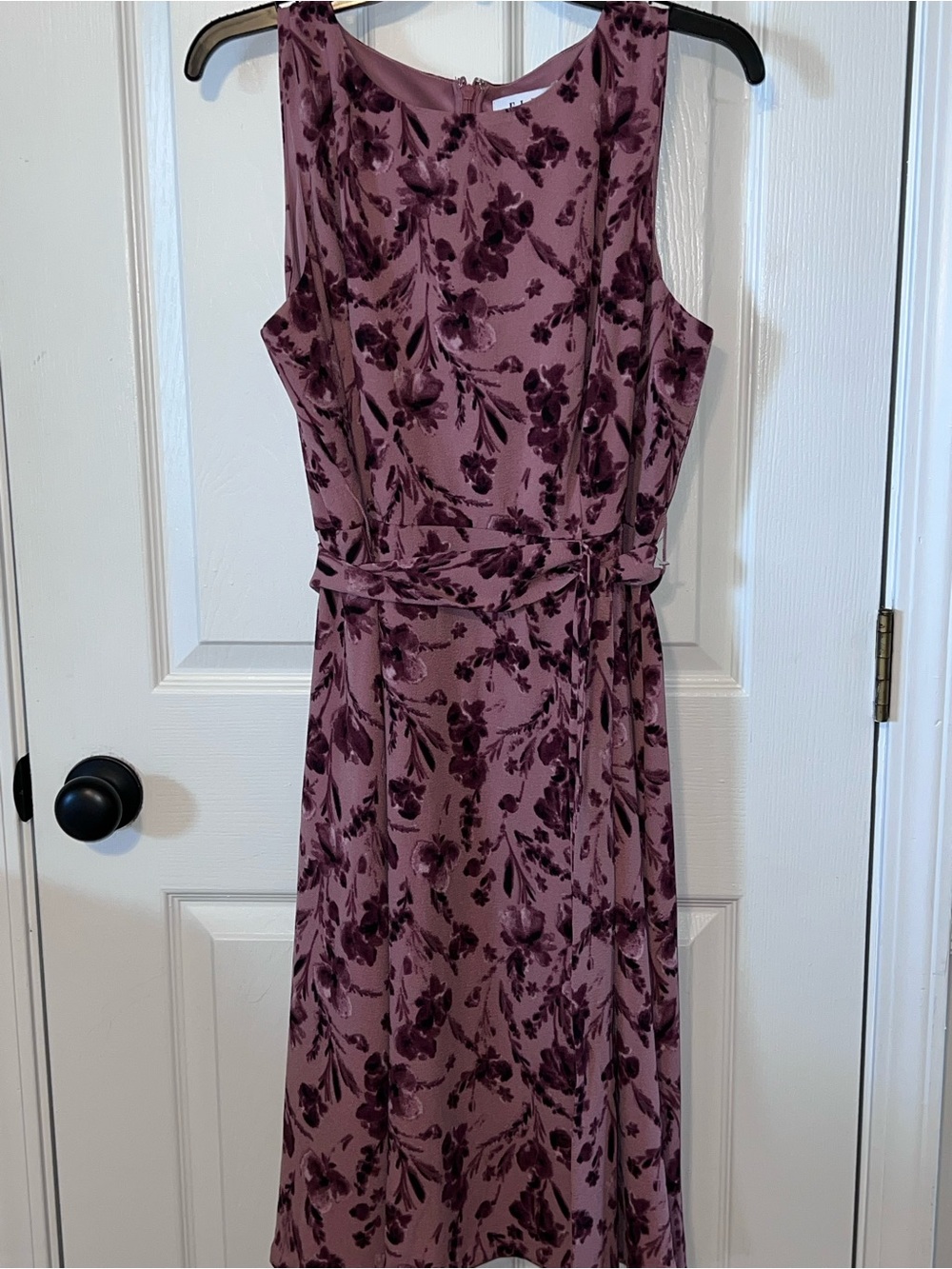 NWT ELLE Petite Large Mauve Floral Belted Midi Dress PL